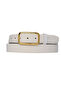 100% Genuine Leather, 3 cm White Patent Leather Classic Women's Belt, Business, Business Woman, Fabric, Suit Belt-R50 - 2
