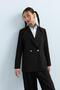 Black Striped Sword Collar Blazer Jacket - 5