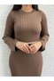 Brown Corduroy Knitwear Dress - 5