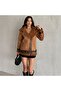 Women's Zippered Nubuck Biker Coat - 7
