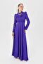 Stone Accessory Collar Detailed Dress Purple