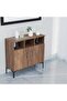 Medium Height Cabinet with 2 Door Storage and 3 Open Shelf-Truffle Davos Oak - 5