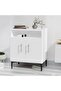 Medium Height Cabinet with 2 Door Storage and Single Open Shelf-White - 3