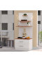 Wooden Mandir, Temple with 2 Drawers and 3 Shelves-Brown Arizona Oak - 4