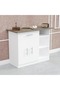 Cabinet with Single Drawer, 2 Door Storage and 3 Open Shelf-Dark Grey Chicago Concrete White - 4