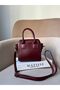 Women's Burgundy Faux Leather Timeless Trend Model Cross Strap Hand and Shoulder Bag