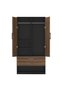 Wooden Wardrobe With 2 Door, And Open Shoe Rack, Rod And 2 Compartments-Dark Hunton Oak/Lava Grey