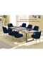 136 BLK Wooden Dining Table Loop-Leg, 8-Seater for Kitchen-240cm, Black Pietra Grigia Finish - 2