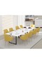 136 BLK Wooden Dining Table Loop-Leg, 10-Seater for Kitchen- 360cm, Premium White - 3
