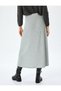 A-Line Midi Skirt with Button Detail and Slit - 4