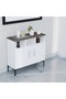 Cabinet with 2 Door Storage and 3 Open Shelf-Dark Grey Chicago Concrete and Premium White - 5