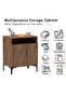 Medium Height Cabinet with 2 Door Storage and Single Open Shelf-Truffle Davos Oak - 4