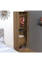 Modern Wardrobe With Floor Storage Cabinet With Hangers-Cognac Brown Sherman Oak - 3