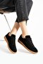 Black Genuine Leather Women's Sneakers
