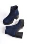 Hancez Navy Blue Suede Thick Platform Heeled Women's Boots - 2