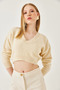 Women's Ecru Crop Knit Sweater 20246925 - 3
