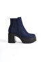 Hancez Navy Blue Suede Thick Platform Heeled Women's Boots - 4