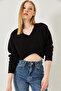 Women's Black Crop Knit Sweater 20246925 - 3