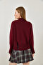 Women's Burgundy Turtleneck Sweater with Front Slit 20246859 - 7