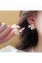 White Flower Detailed Crystal Butterfly Earrings