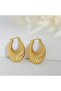 Gold Steel Vintage Oval Hoop Earrings - 3