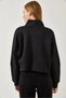 Women's Black Leather Pocket Detailed Diving Fabric Stand Collar Jacket Mbms044 60501044 - 7