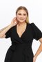 Apsen Women's 4495/130 Double Breasted Collar Belted Flounce Detailed Plus Size Black Chiffon Dress - 5