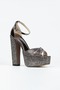 Women's High Platform Heeled Stone Open Toe Stylish Evening Dress Shoes - 2