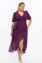 Apsen Women's 4495/130 Double-Breasted Collar Belted Flounce Detailed Plus Size Purple Chiffon Dress - 7