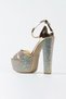 Women's High Platform Heeled Stone Open Toe Stylish Evening Dress Shoes - 3