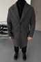 Men's Regular Fit Buttoned Pocketed Winter Lined Classic Anthracite Long Cashmere Coat - 6