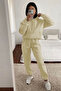 Women's Oversize 3 Thread Cotton Thick Hooded Kangaroo Pocket Leg Elastic Tracksuit Set - 2