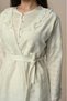 Women's Cream Lace Design Short Sleeve 100% Cotton Maternity Maternity Dressing Gown Pajamas Set Set - 6