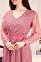 Powder Polka Dot V Neck Tulle Plus Size Dress - 6
