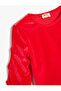 Long Sleeve Crew Neck Velvet Blouse with Window Detail - 4