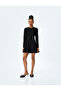 Crepe Fabric Crew Neck Long Sleeve Slim Fit Bell Skirt Mini Dress