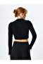 Lace Detailed Stand Collar Long Sleeve Knitwear Plush Crop Sweater - 4