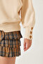 Women's Beige Crew Neck Heart Embroidered Three Thread Ribbed Sweatshirt 60251933 - 7