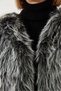 Women's Black and White Faux Fur Lined Coat 38119 60251968 - 6