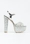 Women's High Platform Heeled Slingback Pearl Evening Dress Shoes