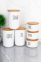 Set of 6 Acrylic (Plastic) Jars with Wooden Lids 900Ml/400Ml with Transfer Labels - 6