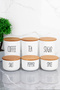 Set of 6 Acrylic (Plastic) Jars with Wooden Lids 900Ml/400Ml with Transfer Labels - 2