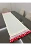 Cream Color Red Ruffle Duck Linen Runner (Custom Size and Color Made) - 3