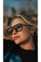 Women's Sunglasses Rectangular Leopard Bridged Frame Blue Glass - 4