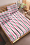 Pink Color, Zigzag Patterned Ranforce Fabric Fitted Sheet Set - Single/Double/Battal - 5