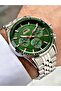 Functions Active Silver-Green Color Steel Band Men Wrist Watch 2430.05