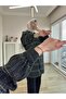 قميص موسمي أسود منقوش كبير الحجم - 3