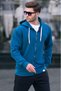 Petrol Blue Zippered Hooded Sweatshirt 6161