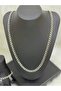 Flat Chain Necklace and Letter Detailed Bracelet Set for Men - Lover and Gift - 4