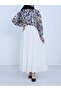 Zippered Flared Skirt -White - 2